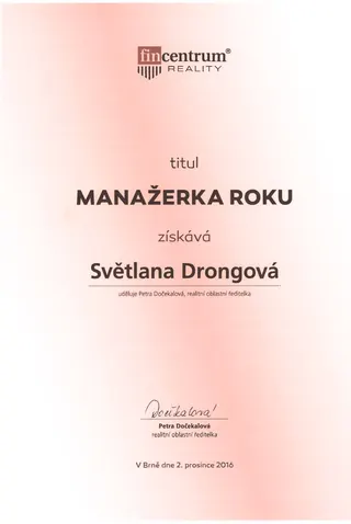 Manažerka roku – Fincentrum Reality, 2016
