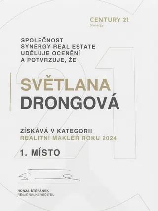 Realitní makléř roku 2024 – 1. místo – CENTURY 21 Synergy, 2024