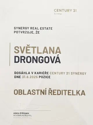 Oblastní ředitelka – CENTURY 21 Synergy, 2025