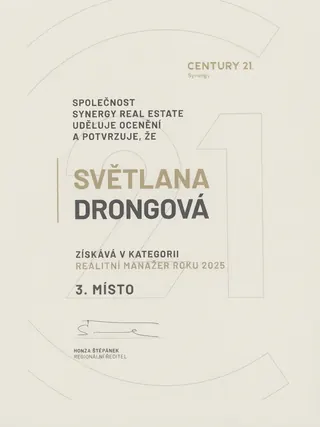 Realitní manažer roku 2025 – 3. místo – CENTURY 21 Synergy, 2025